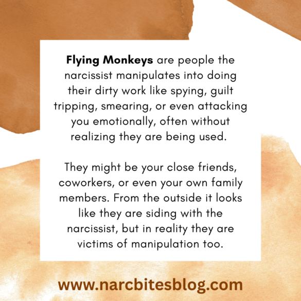 Flying Monkeys are people the narcissist manipulates into doing their dirty work