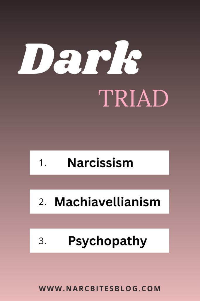 Dark triad list: Narcissism, Machiavellianism, Psychopathy