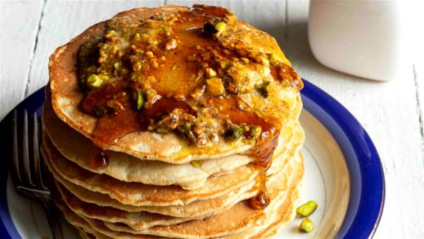 Pistachio Pancakes with Pistachio Butter 