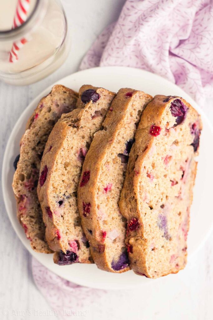 Whole Wheat Triple Berry Banana Bread