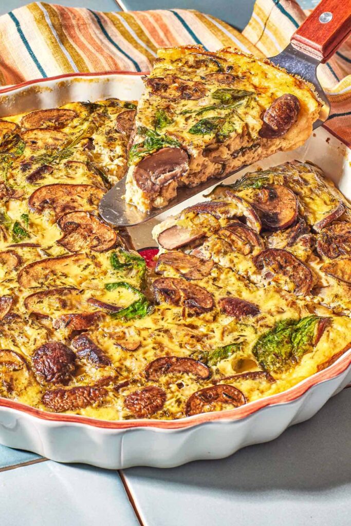 Crustless Quiche with Spinach and Mushrooms